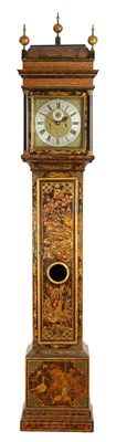 Lot 802 - WILIAM GRIMES, LONDON.  AN IMPOSING GEORGE I FAUX TORTOISESHELL AND CHINOISERIE DECORATED  EIGHT-DAY LONGCASE CLOCK WITH 1 AND 1/4 SECOND ESCAPEMENT