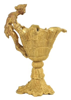 Lot 1332 - A 19TH CENTURY FRENCH GILT BRONZE FIGURAL SPILL VASE