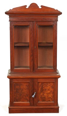 Lot 915 - A MID 19TH CENTURY MAHOGANY MINIATURE GLAZED BOOKCASE