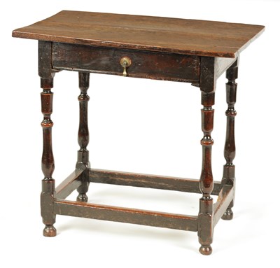 Lot 935 - A 17TH CENTURY OAK SIDE TABLE OF GOOD COLOUR AND PATINA