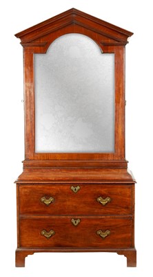 Lot 868 - A FINE GEORGE II FIGURED MAHOGANY ARCHITECTURAL  SECRETAIRE CABINET IN THE MANNER OF JOHN CHANNON