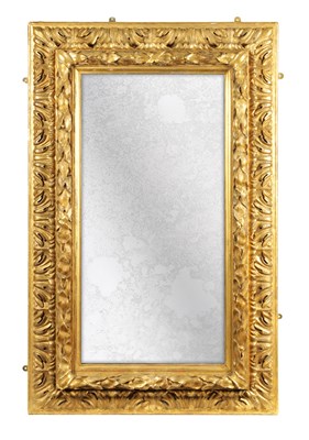 Lot 938 - A 19TH CENTURY CARVED ITALIAN GILT WOOD MIRROR OF LARGE SIZE