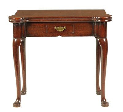 Lot 987 - A GEORGE II MAHOGANY FOLD OVER TEA TABLE