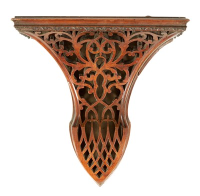 Lot 967 - A GEORGE III CHIPPENDALE DESIGN MAHOGANY PIERCED HANGING WALL BRACKET