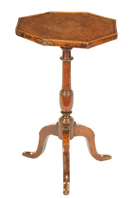 Lot 954 - AN EARLY 18TH CENTURY ELM TOP OCTAGONAL OCCASIONAL TABLE