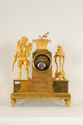 Lot 780 - AN EARLY 19TH CENTURY FRENCH FIGURAL ORMOLU MANTEL CLOCK OF LONG DURATION
