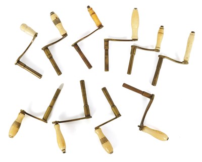 Lot 798 - A COLLECTION OF 10 IVORY AND BONE HANDLED CLOCK WINDING KEYS