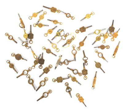 Lot 256 - A COLLECTION OF FIFTY POCKET WATCH WINDING KEYS