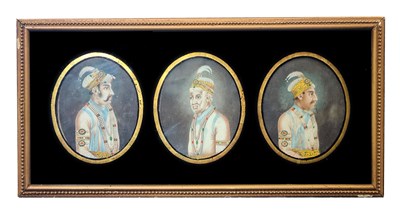 Lot 154 - A SET OF THREE INDIAN PORTRAIT MINIATURES ON IVORY