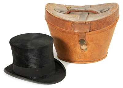 Lot 1298 - A 19TH CENTURY BLACK SILK GENTLEMAN’S TOP HAT