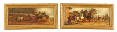 Lot 404 - AFTER CHARLES COOPER HENDERSON (1803 - 1877) A PAIR OF 19TH CENTURY OILS ON BOARD COACHING SCENES