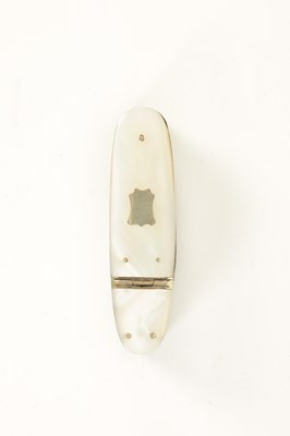 Lot 642 - AN UNUSUAL 19TH CENTURY MOTHER OF PEARL AND SILVER COMBINED PENKNIFE/SNUFF BOX