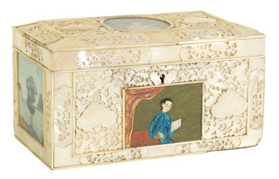 Lot 488 - A LATE 18TH CENTURY CHINESE EXPORT MOTHER OF PEARL TEA CADDY