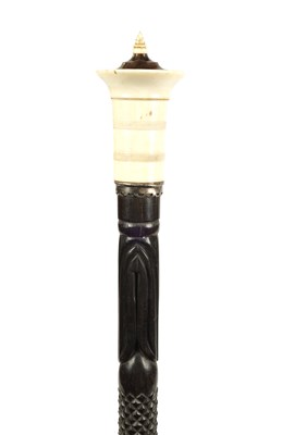 Lot 354 - AN UNUSUAL LATE 19TH CENTURY EBONY AND IVORY ANGLO-INDIAN WALKING STICK WITH PULL-OUT WHISTLE