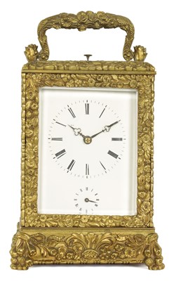 Lot 697 - A MID 19TH CENTURY FRENCH GRAND SONNERIE REPEATING CARRIAGE CLOCK