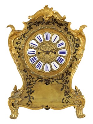 Lot 853 - A MID 19TH CENTURY ENGLISH DOUBLE FUSEE BOULLE MANTEL CLOCK