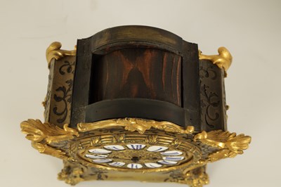 Lot 853 - A MID 19TH CENTURY ENGLISH DOUBLE FUSEE BOULLE MANTEL CLOCK