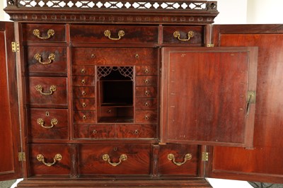 Lot 971 - A FINE MID 18TH CENTURY MAHOGANY SECRETAIRE CABINET ON STAND IN THE MANNER OF THOMAS CHIPPENDALE