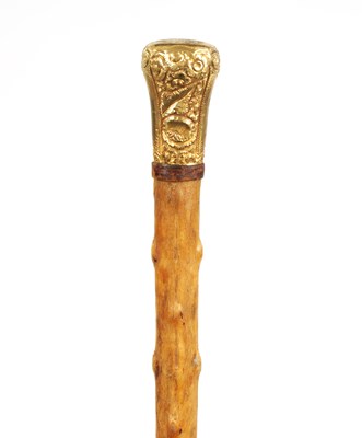 Lot 372 - A 19TH CENTURY RHINOCEROS HORN WALKING STICK