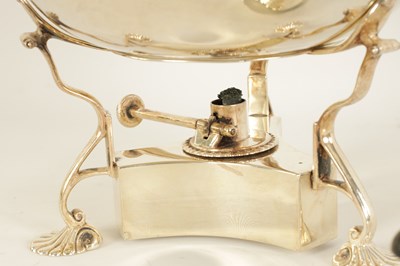 Lot 320 - AN EDWARD VII SILVER TEA KETTLE ON STAND OF GEORGE I DESIGN