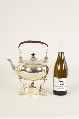 Lot 320 - AN EDWARD VII SILVER TEA KETTLE ON STAND OF GEORGE I DESIGN