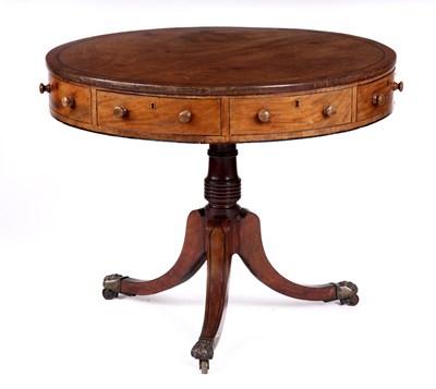 Lot 889 - A REGENCY EBONY INLAID FLAMED MAHOGANY...