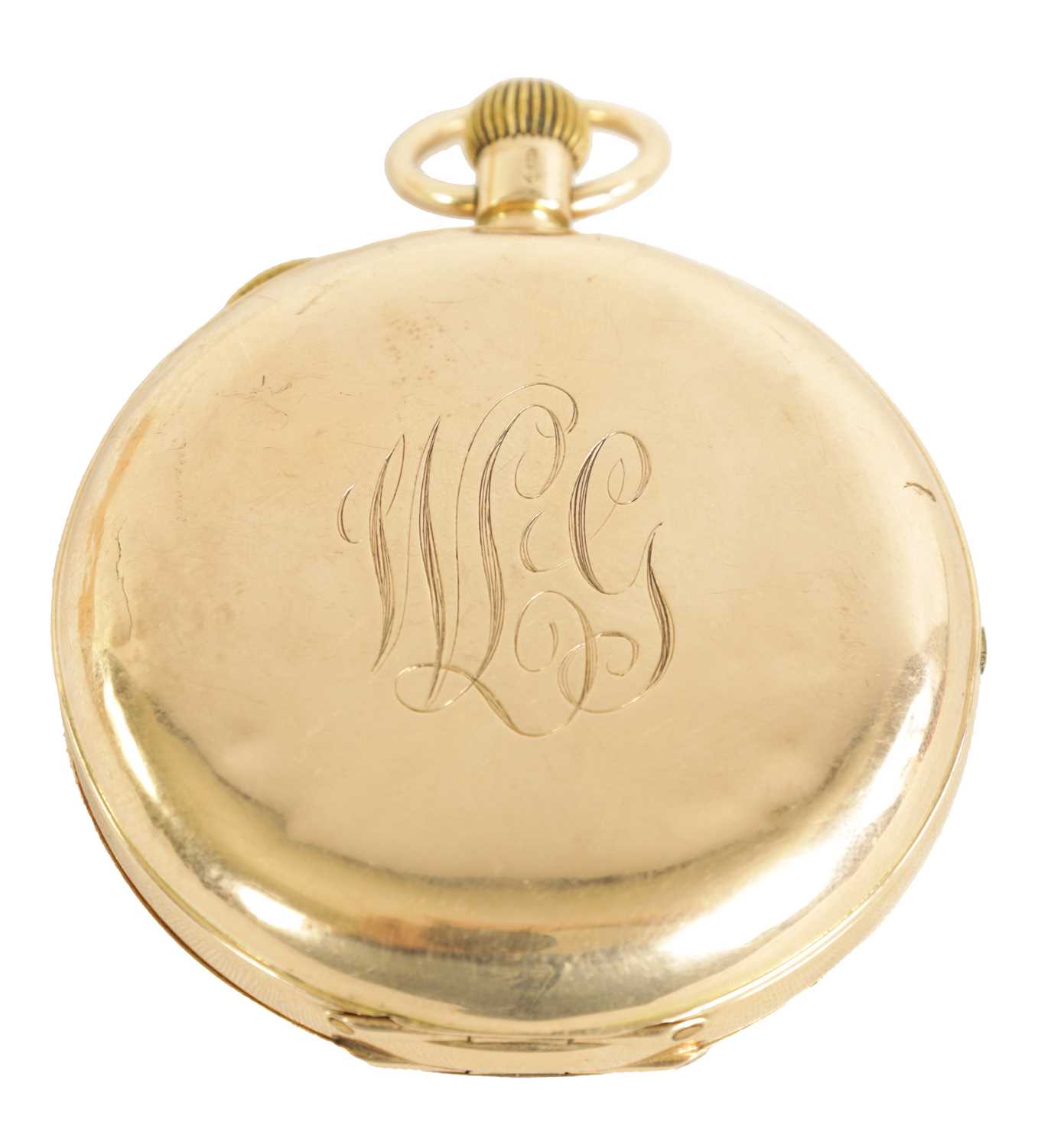 Lot 276 - A 9CT GOLD FULL HUNTER REPEATING CHRONOGRAPH POCKET WATCH