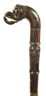 Lot 355 - A 19TH CENTURY ANGLO INDIAN SEGMENTED HORN WALKING STICK