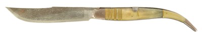 Lot 643 - A LARGE SPANISH HORN HANDLED TOLEDO LOCKING FOLDING KNIFE