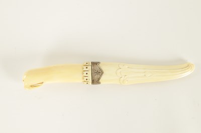 Lot 644 - A MID 19TH CENTURY NORWEGIAN WALRUS IVORY KNIFE