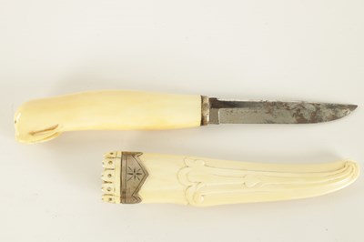 Lot 644 - A MID 19TH CENTURY NORWEGIAN WALRUS IVORY KNIFE