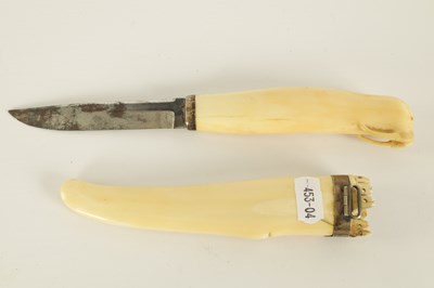 Lot 644 - A MID 19TH CENTURY NORWEGIAN WALRUS IVORY KNIFE