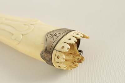 Lot 644 - A MID 19TH CENTURY NORWEGIAN WALRUS IVORY KNIFE