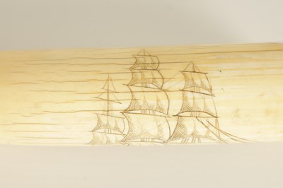 Lot 528 - A LARGE EARLY 19TH CENTURY WHALE'S TOOTH SCRIMSHAW
