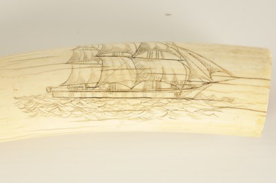 Lot 528 - A LARGE EARLY 19TH CENTURY WHALE'S TOOTH SCRIMSHAW