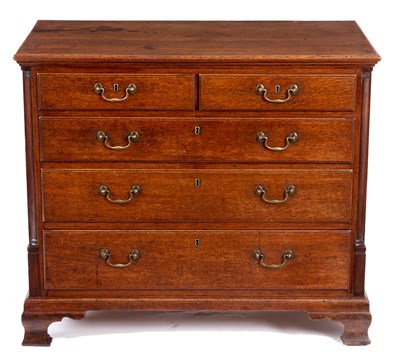 Lot 769 - A GEORGE III OAK LANCASHIRE CHEST OF DRAWERS...