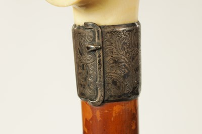 Lot 366 - A 19TH CENTURY EROTIC CARVED IVORY HANDLED WALKING STICK