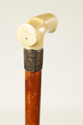 Lot 366 - A 19TH CENTURY EROTIC CARVED IVORY HANDLED WALKING STICK