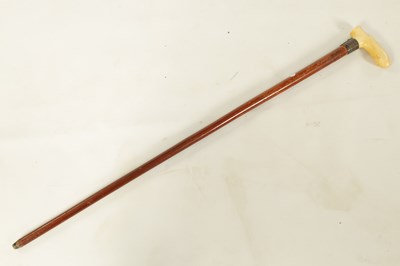 Lot 366 - A 19TH CENTURY EROTIC CARVED IVORY HANDLED WALKING STICK