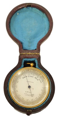 Lot 611 - T. HILL, LONDON. A LATE 19TH CENTURY POCKET BAROMETER, THERMOMETER AND COMPASS