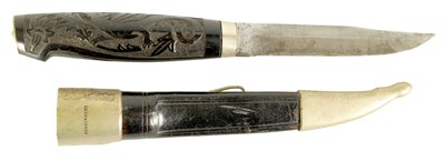 Lot 631 - A LATE 19TH CENTURY NORWEGIAN EBONY HANDLED KNIFE