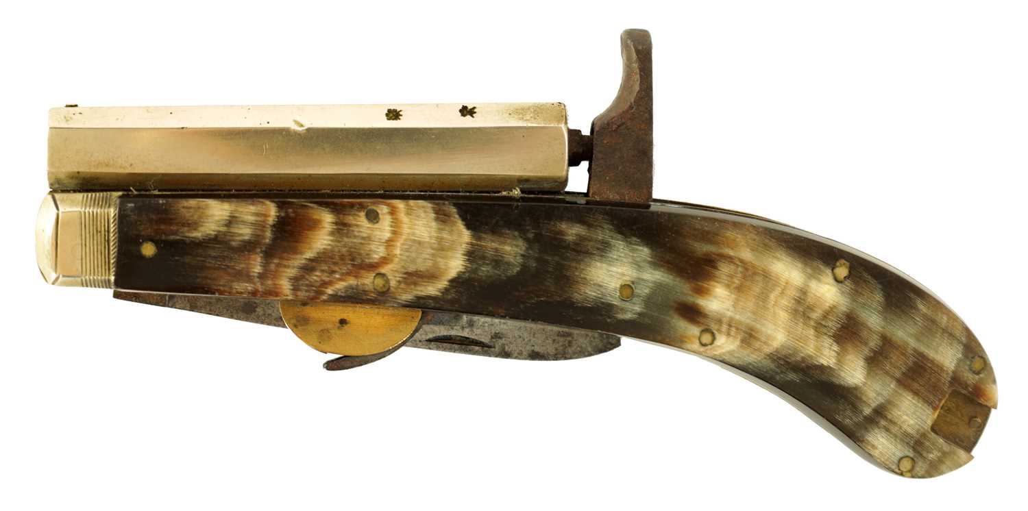 Lot 636 - UNWIN & ROGERS, SHEFFIELD. A MID 19TH CENTURY PERCUSSION KNIFE-PISTOL