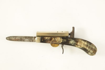 Lot 636 - UNWIN & ROGERS, SHEFFIELD. A MID 19TH CENTURY PERCUSSION KNIFE-PISTOL