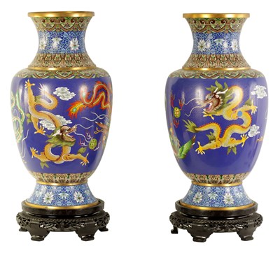 Lot 196 - A LARGE PAIR OF CHINESE CLOISONNÉ VASES
