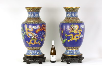 Lot 196 - A LARGE PAIR OF CHINESE CLOISONNÉ VASES