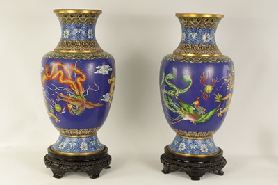 Lot 196 - A LARGE PAIR OF CHINESE CLOISONNÉ VASES