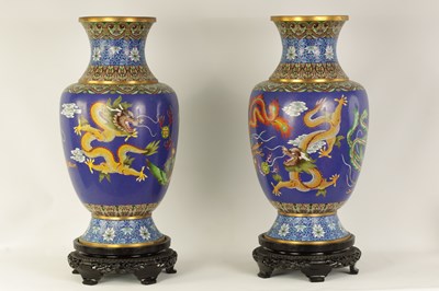 Lot 196 - A LARGE PAIR OF CHINESE CLOISONNÉ VASES