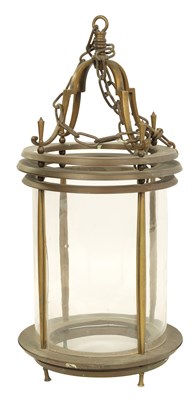 Lot 566 - AN UNUSUAL 19TH CENTURY BRASS CIRCULAR HANGING LANTERN