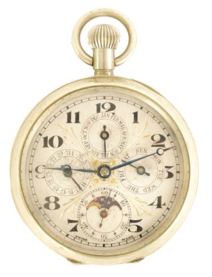 Lot 259 - A LATE 19TH CENTURY TRIPLE CALENDAR MOONPHASE OPEN FACE POCKET WATCH