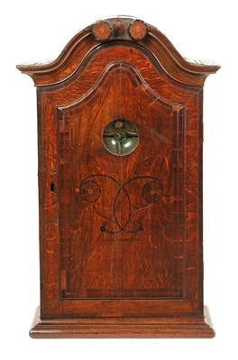 Lot 951 - A MID 18TH CENTURY CHESHIRE INLAID FIGURED OAK SPICE CUPBOARD OF FINE COLOUR AND PATINA